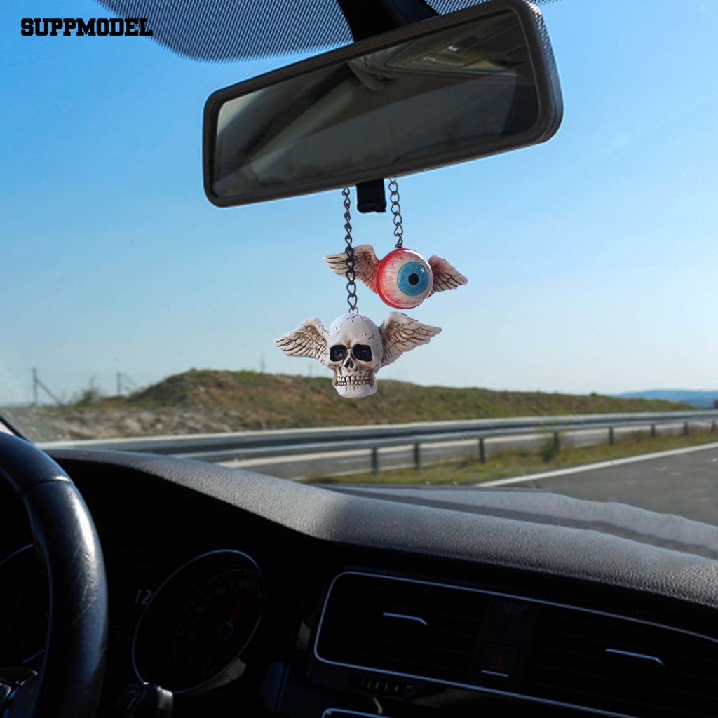 Suppmodel 2Pcs Compact Size Liontin Mata Perlengkapan Mobil Eye Skull Car View Mirror Hanging Pendant Bentuk Kreatif