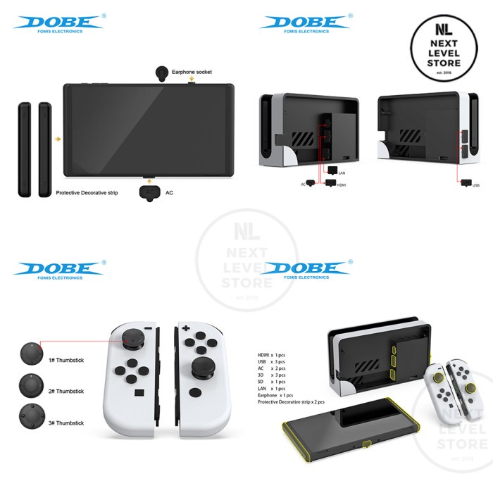 Nintendo Switch Dust Proof Kit Jack Cover OLED V1 V2 DOBE TNS-2122