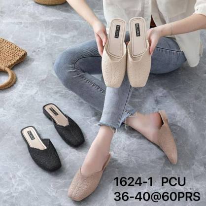 Sandal Sepatu Wanita Jelly Import Motif Hak Garis Balance 1624-1