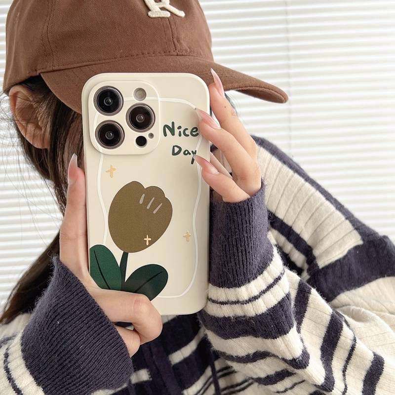 IPHONE Motif Samping Nice Day Tulip Soft Case iP Iphone7 8 14+Plus SE 2020 X XR XS Max11 12 13 Pro Max FTD Casing Apple