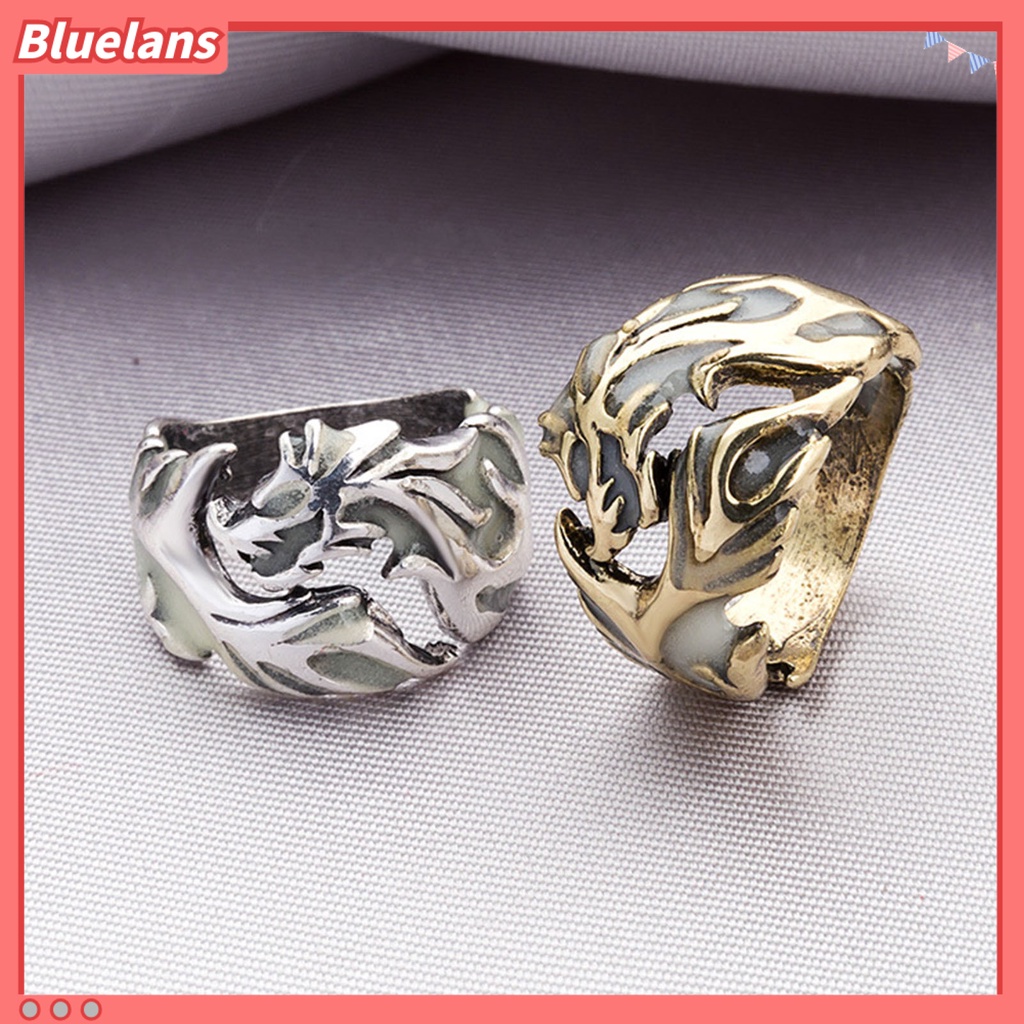 {in Stock} Cincin Pria Bercahaya Glow in The Dark Kepribadian Keren Cincin Naga Terbang Untuk Bar