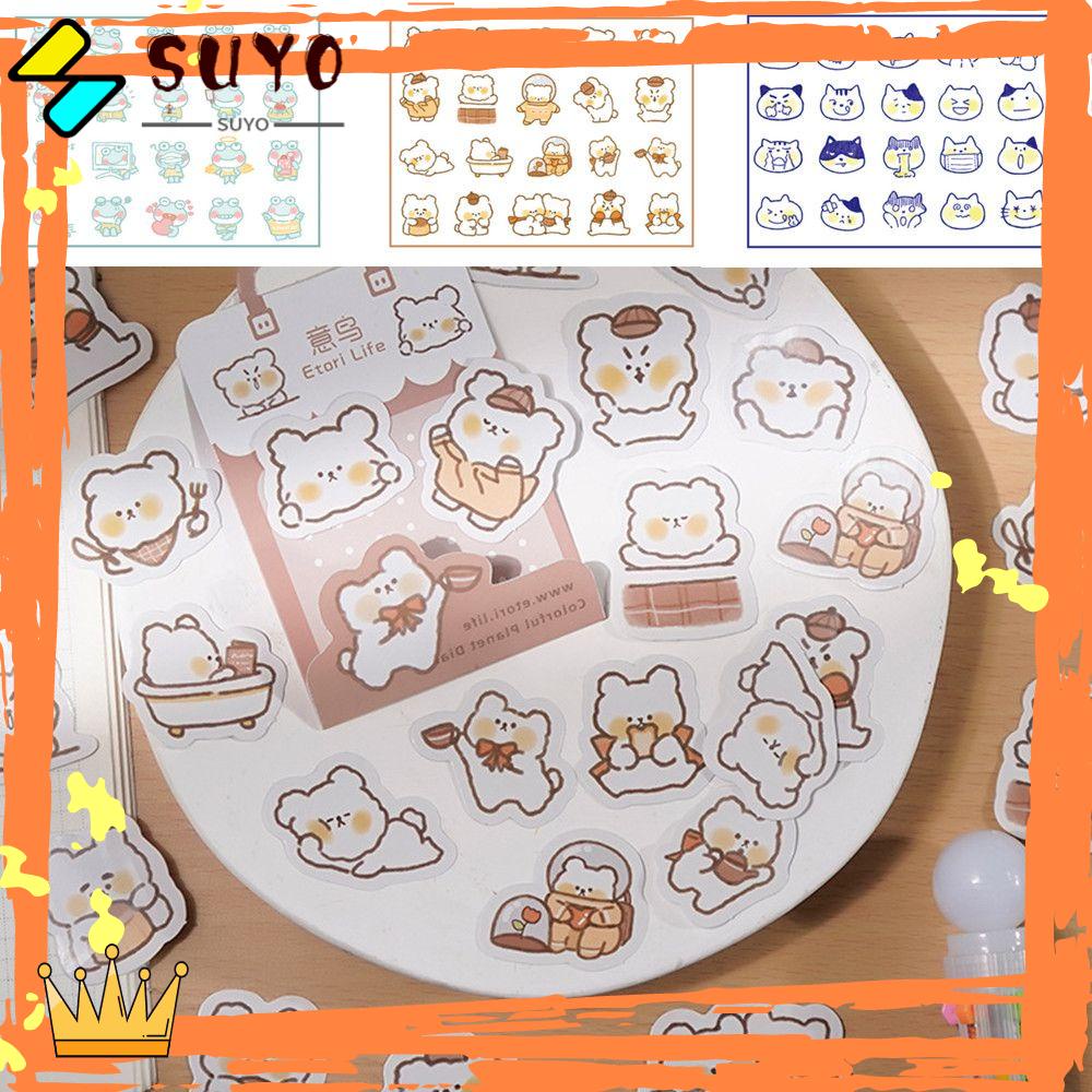 Suyo 40pcs/lot Cute Kawaii Diary Decor Journaling Memo Pads Sticky Notes Kotak Kalender Sticker Label