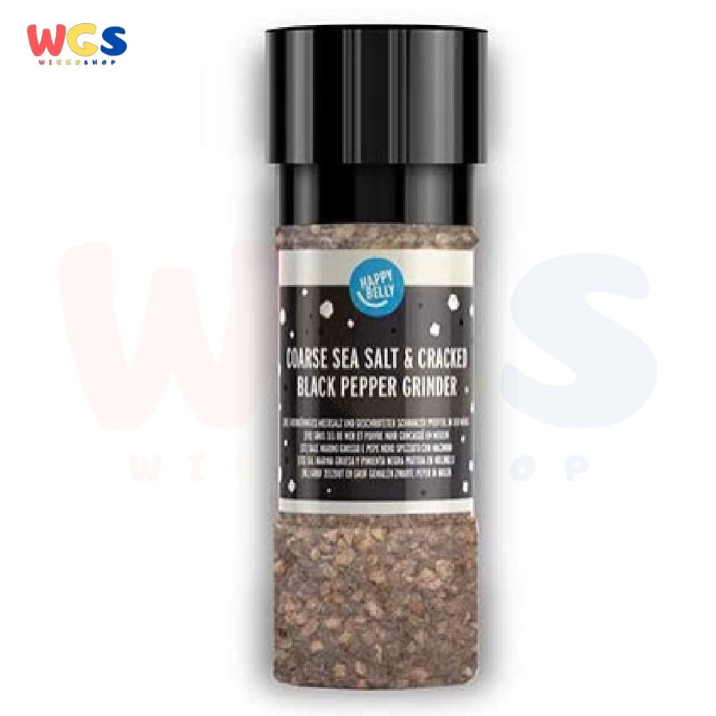 Happy Belly Coarse Sea Salt &amp; Cracked Black Peppercorn Grinder 60g - Garam Laut