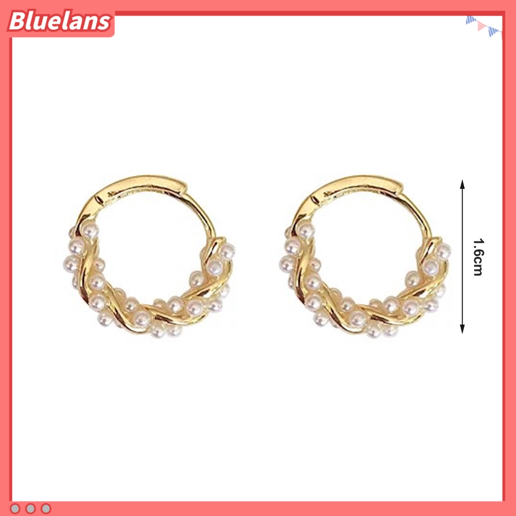 {In Stock} 1pasang Anting Hoop Cahaya Mewah Temperamen Mutiara Imitasi Minimalis Geometris Hias Hadiah Wanita Anting Lingkaran Perhiasan Pesta Aksesori Busana