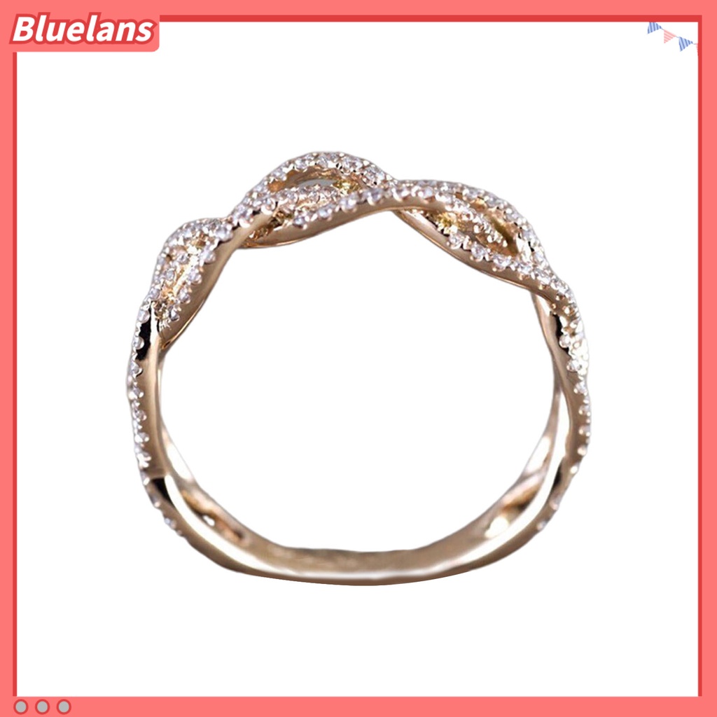 {In Stock} Cincin Wanita Bentuk Melintir Berlian Imitasi Perhiasan Fashion Penampilan Electroplated Finger Ring Untuk Pernikahan
