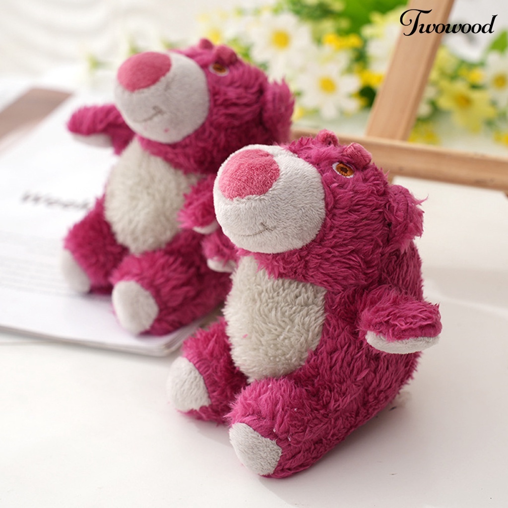 Twowood Plush Pendant Jahitan Halus Aplikasi Lebar Menggemaskan Indah Hadiah Menghias PP Katun Strawberry Beruang Mewah Gantungan Kunci Aksesoris Handbag