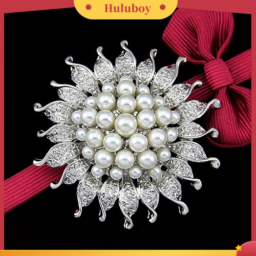 {Ready Stock} Bros Bunga Mutiara Imitasi Kerah Pin Berlian Imitasi Kristal Perhiasan Pengantin Hadir