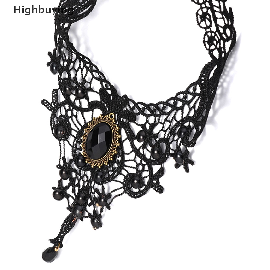 Hbid Wanita Hitam Lace Beads Choker Victorian Sexy Gothic Collar Kalung Hadiah Bagus Glory