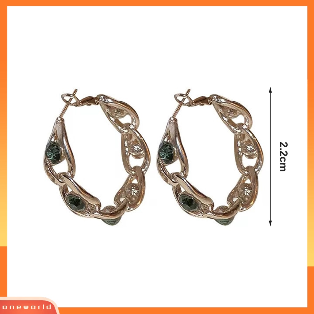 [OWR] 1pasang Lingkaran Anting Tindik Geometris Berlian Imitasi Bertatahkan Temperamen High-end Telinga Dekorasi Jarum Perak Wanita Besar Hoop Earrings Aksesoris Pakaian