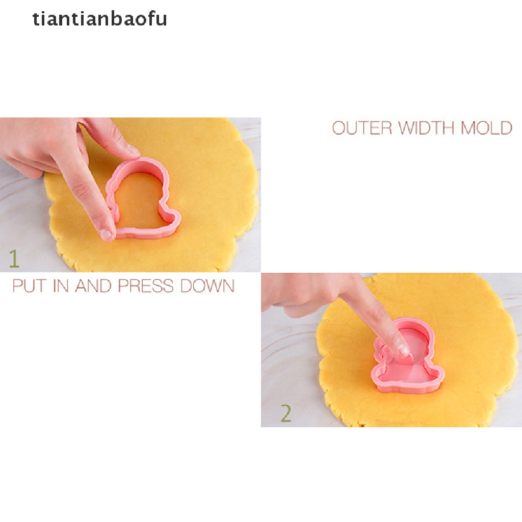 [tiantianbaofu] 6/8pcs Cookie Cutters Stamp Pressable Untuk Biskuit Pastry Baking Cookies Cetakan Butik