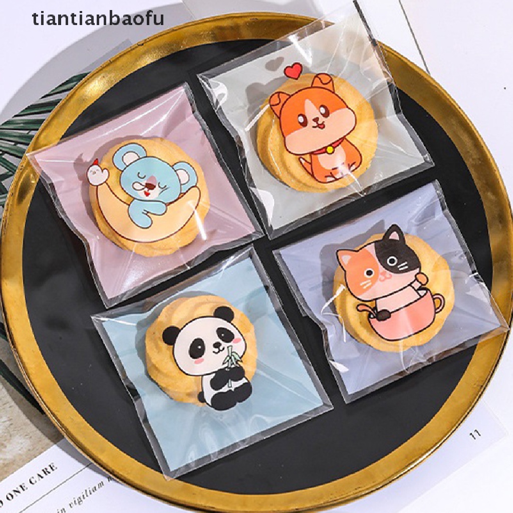 [tiantianbaofu] 100 Pcs Bening Kue Hadiah OPP Tas Plastik Permen Cookies Biskuit Packaging Bags Butik