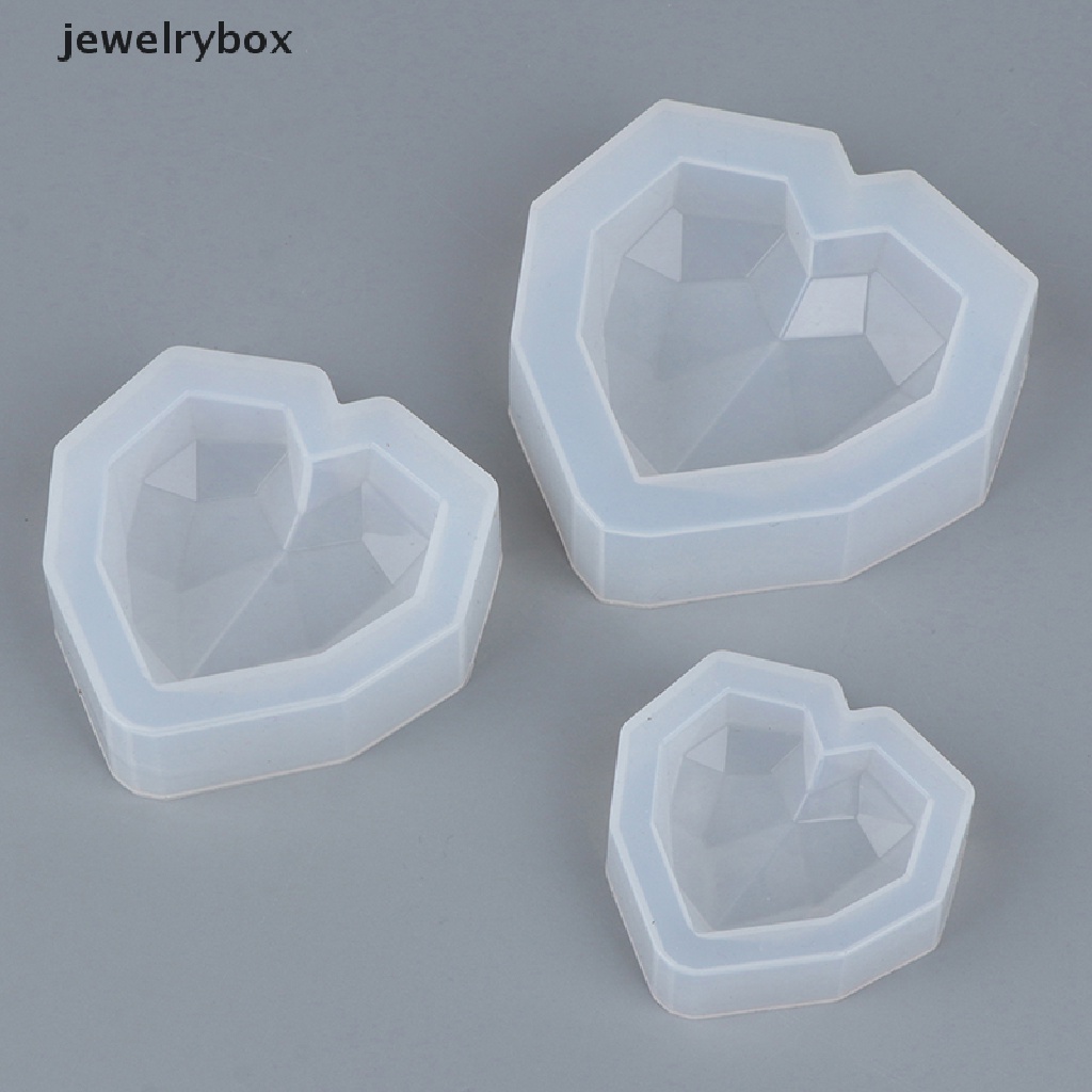 [jewelrybox] 1pcs 3D Desain Cinta Hati Silikon Cetakan Kue Berlian Sabun Cetakan Decorag Alat Butik