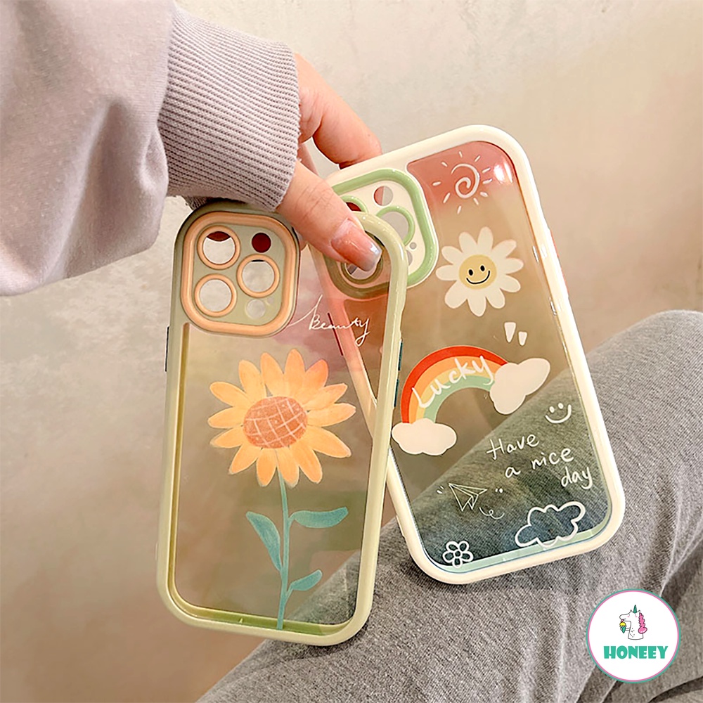 Casing Motif Bunga Matahari Untuk Iphone14 13 11 12 Pro Max Rainbow Cover Cases Untuk IPhone X XR XS Max14 Plus Shockproof Back Cover Shell