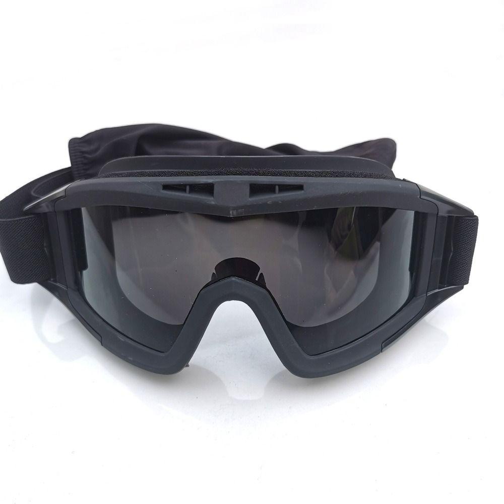 Lanfy Paintball Goggles Pendaki Gunung CS Game Kacamata Gunung Motor CS Perlindungan Aman Gurun Kacamata Anti Benturan Kacamata Olahraga Goggles 3lensa