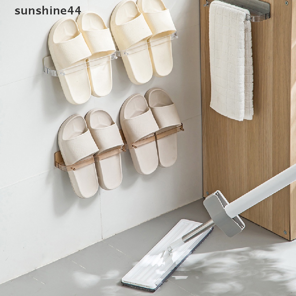 Sunshine Rak Penyimpanan Organizer Sandal Kamar Mandi Yang Dipasang Di Dinding Menghemat Ruang Rak Sandal ID