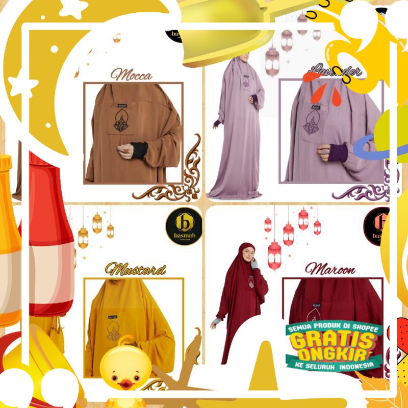 Basmah/ yabasmah /YabasmahCollection/ Mukena Manset Warna / Basmah  Collection / Mukena Hadromaut/ T