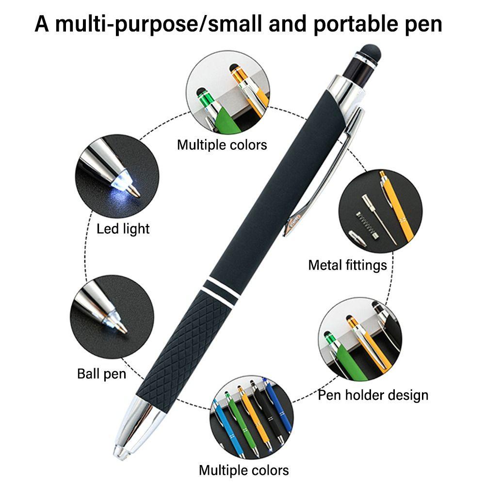 Populer 2PCS Pulpen Multi Fungsi Perlengkapan Menulis Gadget Sentuh Layar Dengan Lampu LED Bolpoin Bolpoin