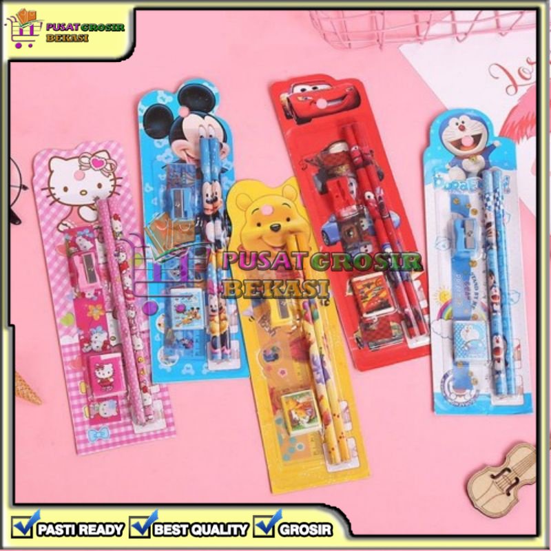 

[PGB] SET ALAT TULIS SEKOLAH KARAKTER LUCU 5 IN 1 PENSIL SERUTAN PENGGARIS PENGHAPUS STASIONARY