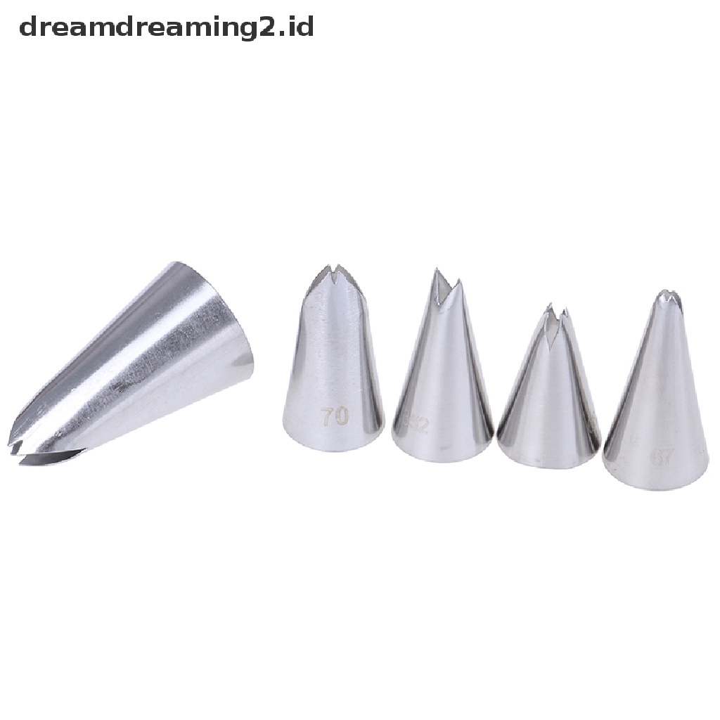 (hot) 5pcs Daun Nozel Stainless Steel Icing Piping Nozel Tips Pastry Kue Dekorasi//