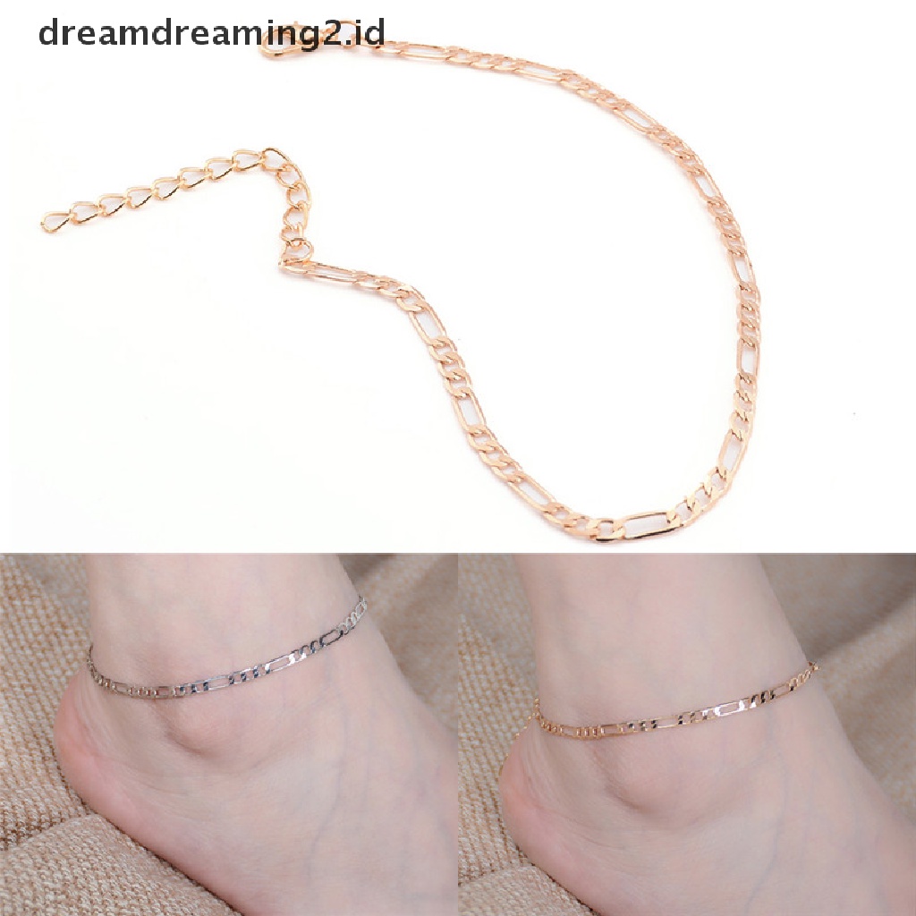 (hot) 1pcs Fashion Emas Perak Berlapis Perhiasan Kaki Gelang Kaki Rantai Ankle Berkualitas Tinggi//