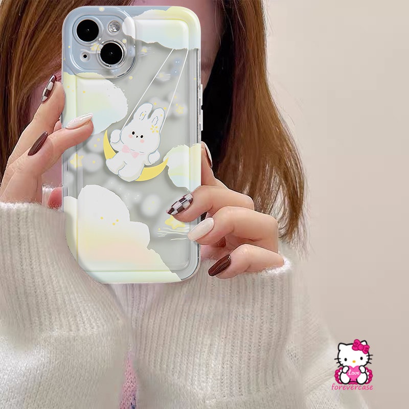 Airbag Shockproof Clear Case Realme C33 C35 C25Y C11 2020 C15 C25s C25 C21Y 6i 5 C12 C20 C20A 5s 5i C1 Realme C3 C11 2021 C2 Awan Berbintang Kantong Plastik Lucu Rabbit Soft Tpu Cover