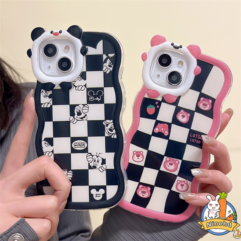 IPHONE Casing Kompatibel Untuk Iphone14 13 12 11 Pro Max X Xr Xs Max7 8 6 6s Plus Kotak-Kotak Lucu Blackpink Casing Ponsel Bergelombang Bingkai Monster Kecil Jatuh Lembut Shockproof Cover Pelindung Blackpink