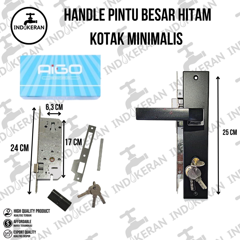 INDOKERAN - Handle Pintu Hitam Kotak Minimalis - Besar