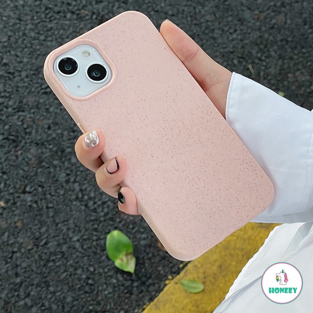 IPHONE Casing Ponsel Silikon Jerami Gandum Eco Biodegradable Untuk Iphone14 13 12 11 Pro Max14 Plus X XR Xs7 8 Plus SE Ramah Lingkungan Simple Shockproof Cover