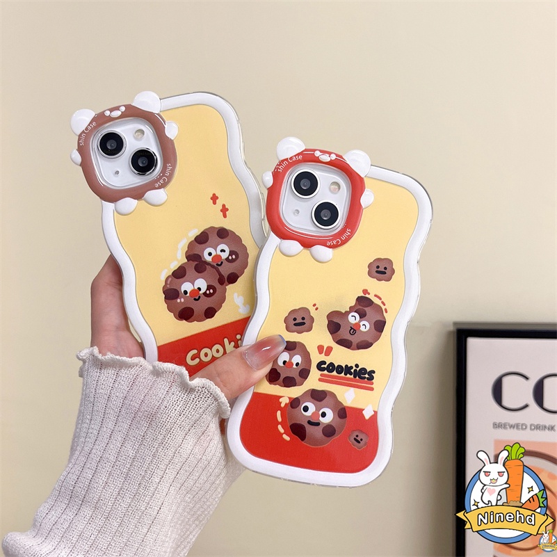 IPHONE Casing Kompatibel Untuk Iphone14 13 12 11 Pro Max X Xr Xs Max7 8 6 6s Plus SE Motif Cookies Lucu Casing Ponsel Bergelombang Monster Kecil Frame Lensa Anti Jatuh Shockproof Cover Pelindung