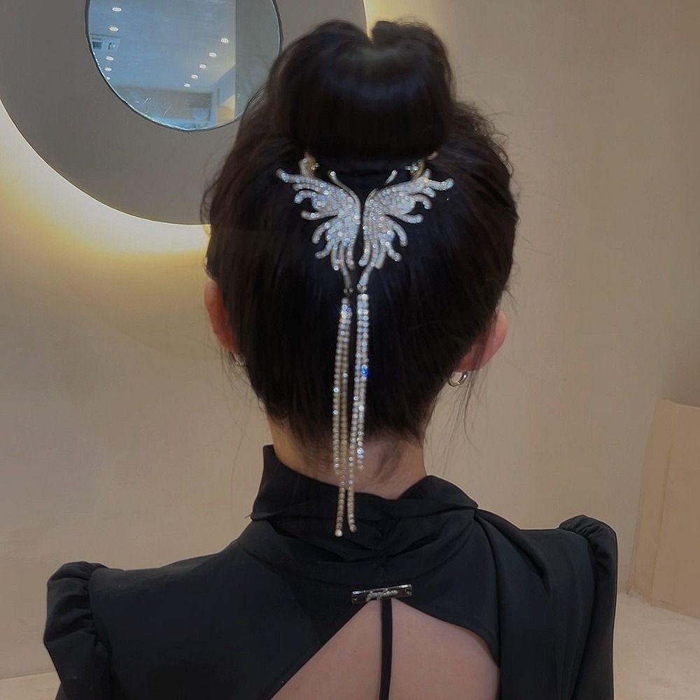 Needway Bunga Ponytail Hair Clip Hiasan Kepala Elegan Mutiara Sederhana Bunga Mawar Kupu-Kupu Berlian Ponytail Holder Tinggi Ponytail Fixed Clip Small Hair Claw