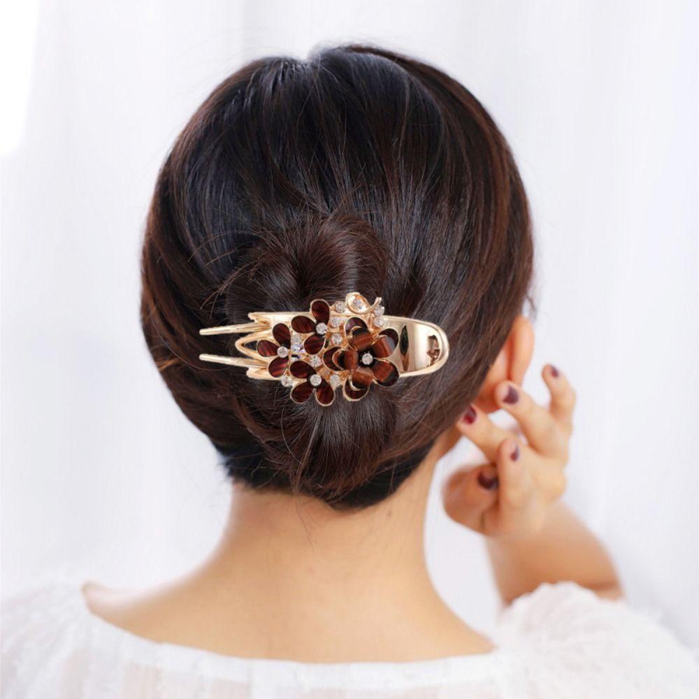 Needway Wanita Hiasan Kepala Trendy Vintage Kepiting Klip Styling Untuk Ibu Manis Berlian Imitasi Gaya Korea Hair Claw