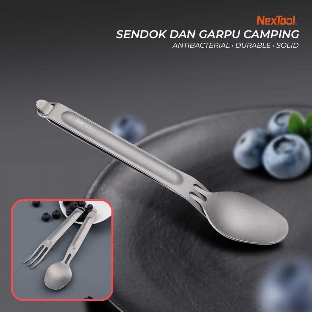 Sendok Garpu Set Camping Survival Tool Separable Portable Titanium
