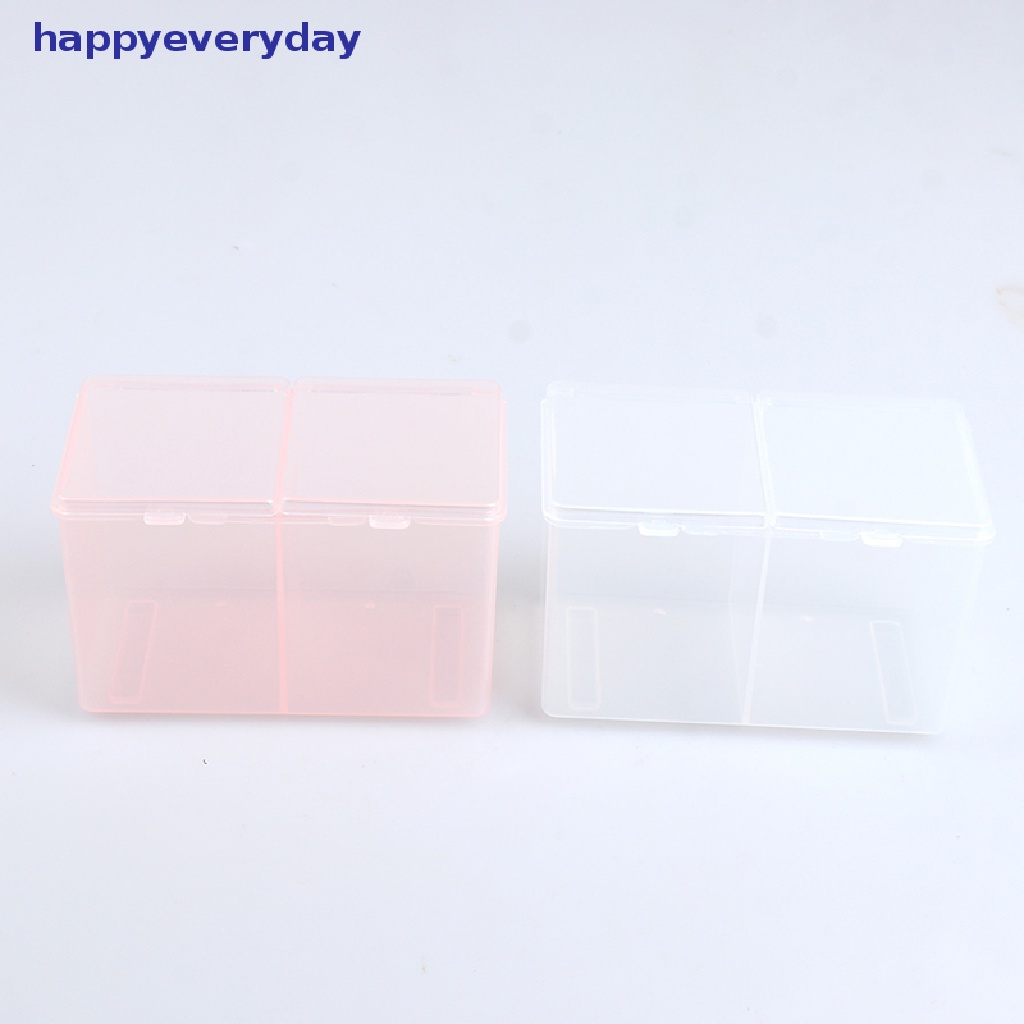 [happy] Twin Well Empty Grids Portable Tempat Penyimpanan Lap Bantalan Wadah Kapas Swab [ID]