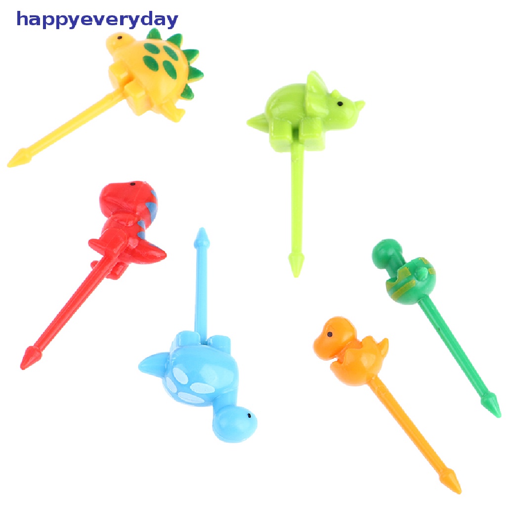 [happy] 6pcs/set Dinosaurus Mini Hewan Kartun Makanan Picks Anak Snack Garpu Buah [ID]