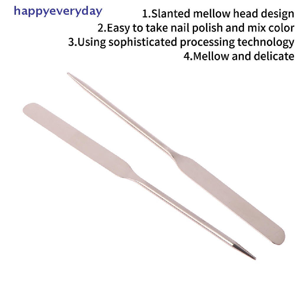 [happy] 1pc Kepala Ganda Stainless Steel Makeup Toner Spatula Nail Art Alat Pengaduk [ID]