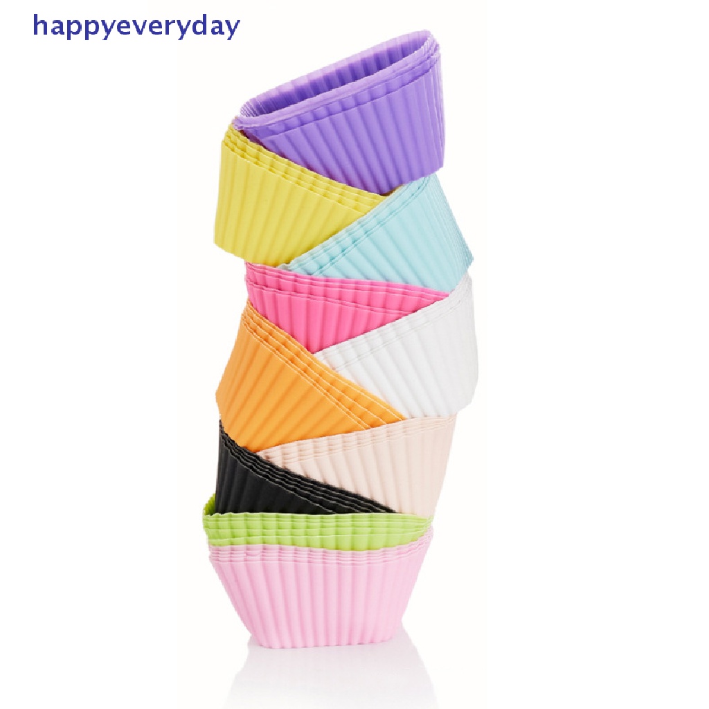 [happy] 10pcs Silicone Reusable Cetakan Kue Cupcake Muffin Cup Pastry Alat Cetakan Kue [ID]