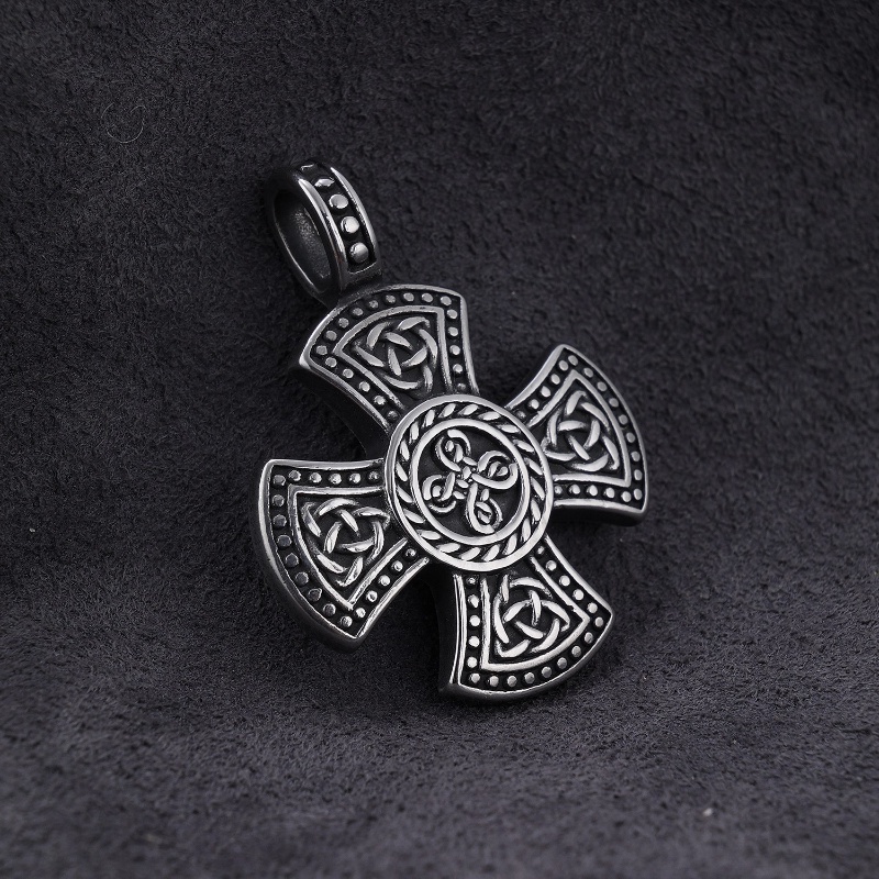 [Z H Perhiasan] Vintage Hip-hop Celtic Cross Liontin Pria Fashion Stainless Steel Kalung Punk Pesta Perhiasan Aksesoris