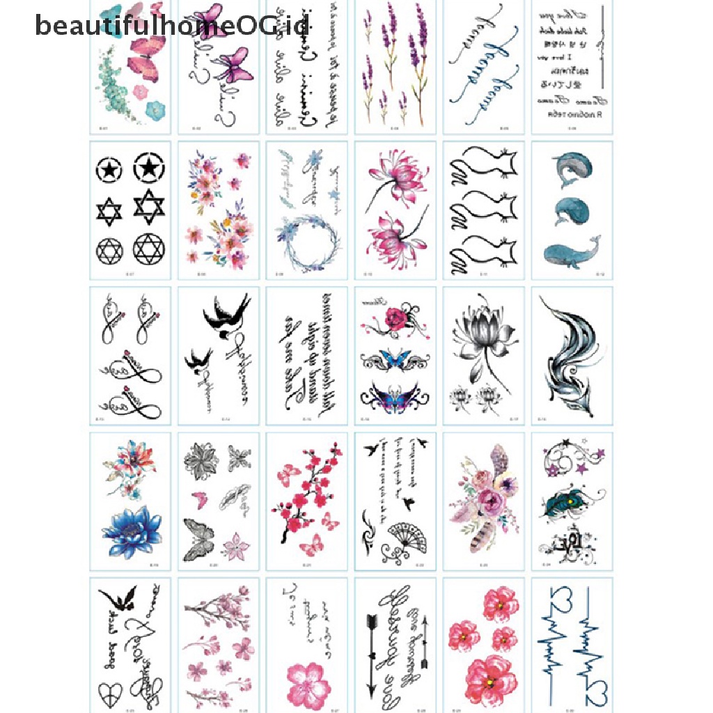 // Kecantikan// 30lembar/Set Stiker Tato Temporer Tahan Air Arm Clavicle Body Art Sticker **