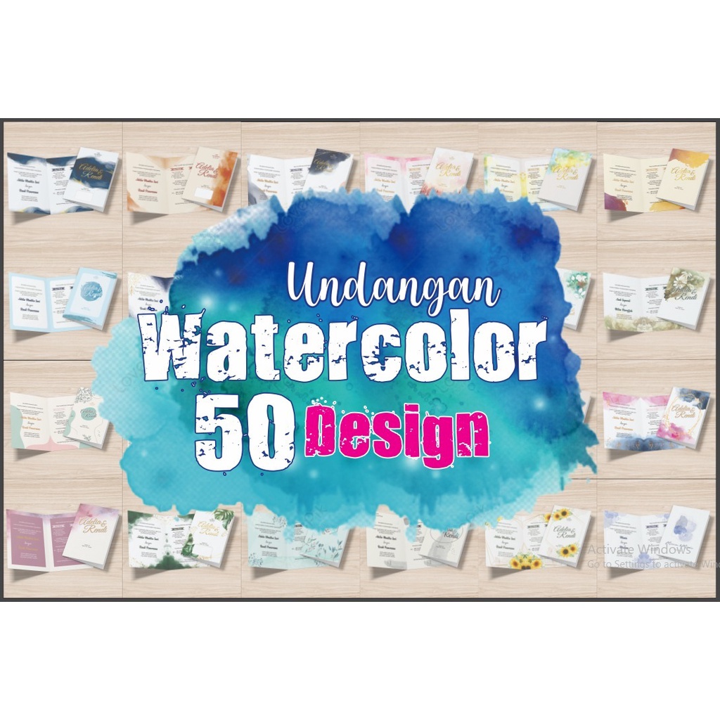 50 Desain Undangan Watercolor CorelDraw v22