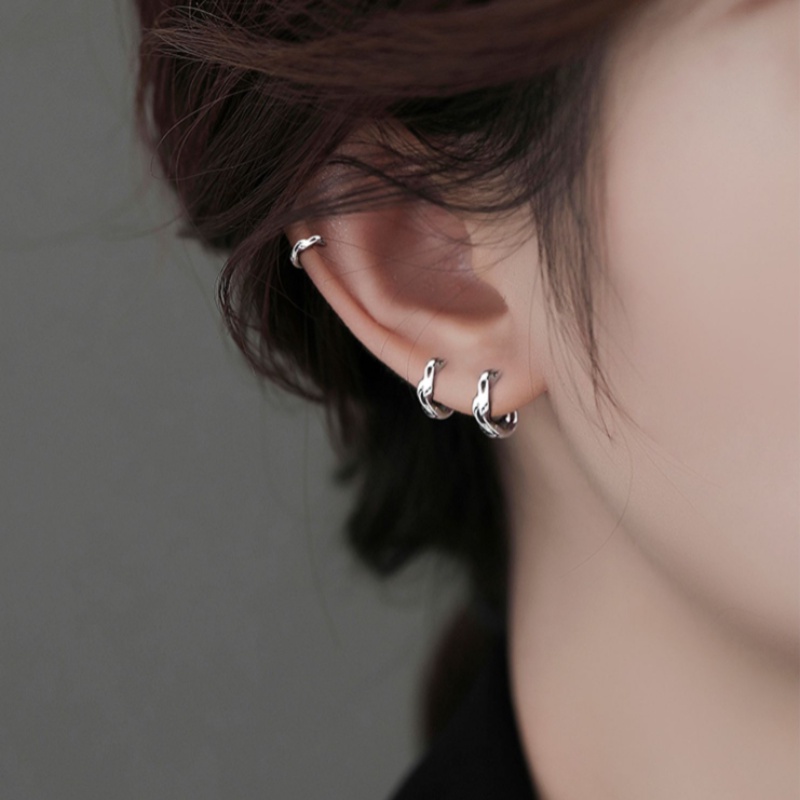 Kami Bunga Trendi S925 Perak Ganda Mobius Cincin Hoop Anting Untuk Wanita Pria Minimalis Geometris Memutar Bulat Lingkaran Anting-Anting Hypoallergenic Telinga Perhiasan Aksesoris