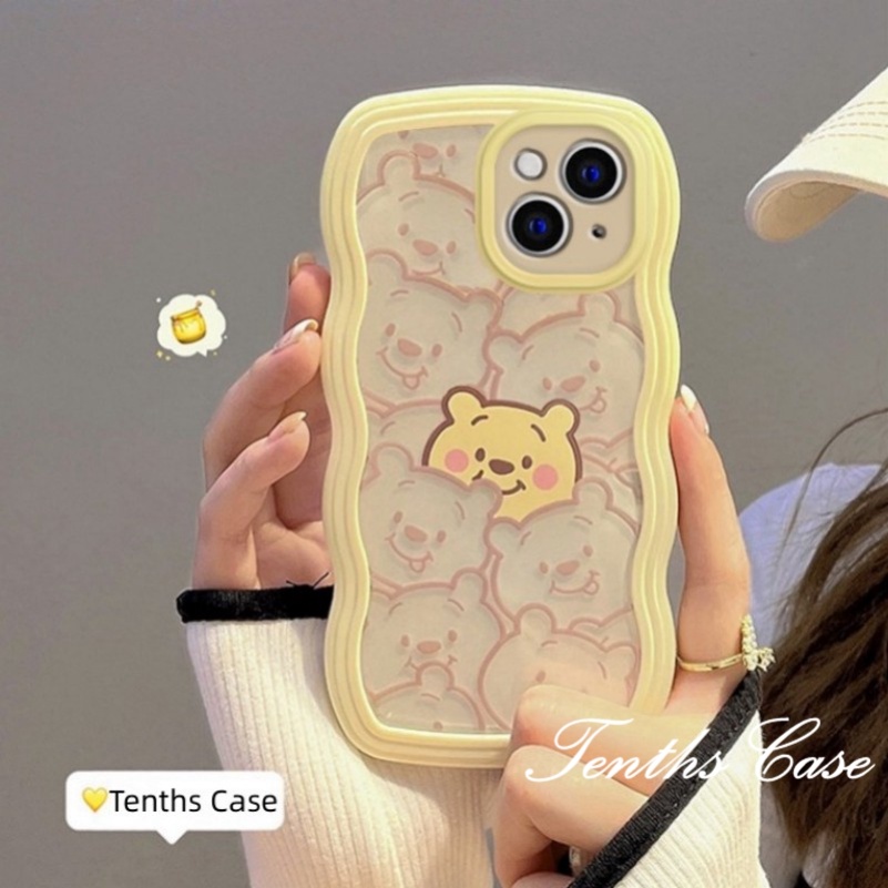 Kompatibel Dengan Samsung S22 S21 S20 Plus S22 S21 S20 Ultra S20 FE S21 FE Note 20Plus Note 20Ultra Cute Bear Wave Edge Phone Case