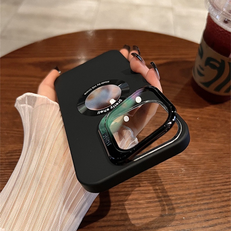 Kreatif Kamera Perlindungan Lensa Case iPhone 14 Pro Max Case Dengan Stand14 Plus Iphone13 12 Pro Max Case Metal Premium Full Coverage Shock Protection PC Hard Back Cover