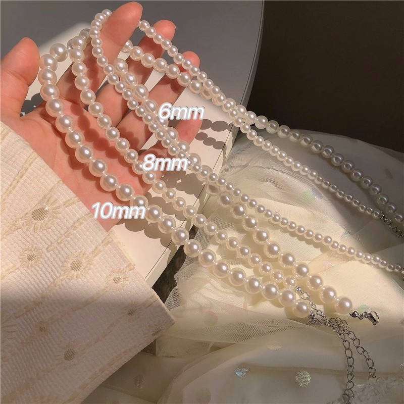 Korea Kalung Mutiara Wanita Elegan Kristal Choker Fashon Rantai Jewerly Aksesoris