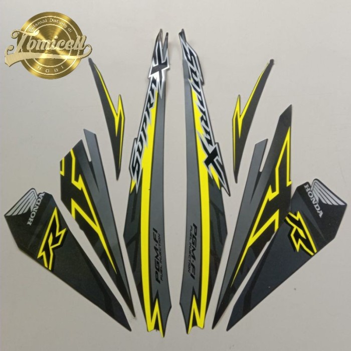 Striping Honda Supra x 125 fi 2018 hitam lis kuning stiker Lis body