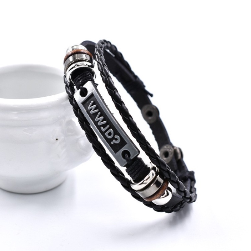 [Z H Perhiasan] Vintage Manik-Manik Gelang Kulit Pria Dan Wanita Fashion Stainless Steel Multilayer Gelang Punk Pesta Rock Perhiasan Aksesoris