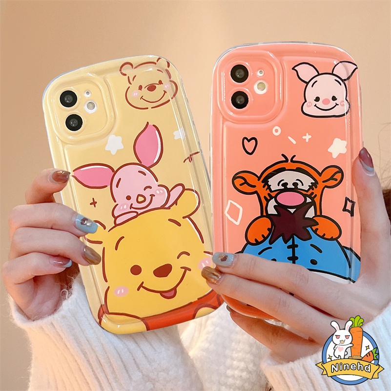 Redmi 12C A1 A1+ 10C 10A 10 9A 9C 9T Redmi Note 11 11s 10 10s 9 9s Pro Xiaomi 11 Lite Poco X3 Pro NFC Pooh Bear Pasangan Casing Ponsel Sabun Airbag Tebal Anti-shock Case Pelindung Silikon