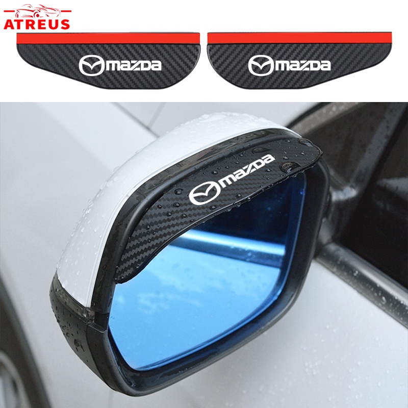 2pcs Mazda Serat Karbon Kaca Spion Mobil Rain Alis Rainproof Cover Untuk Mazda 2 3 CX5 CX30 CX8 CX3 Mazda2 6 5 bl gh gp