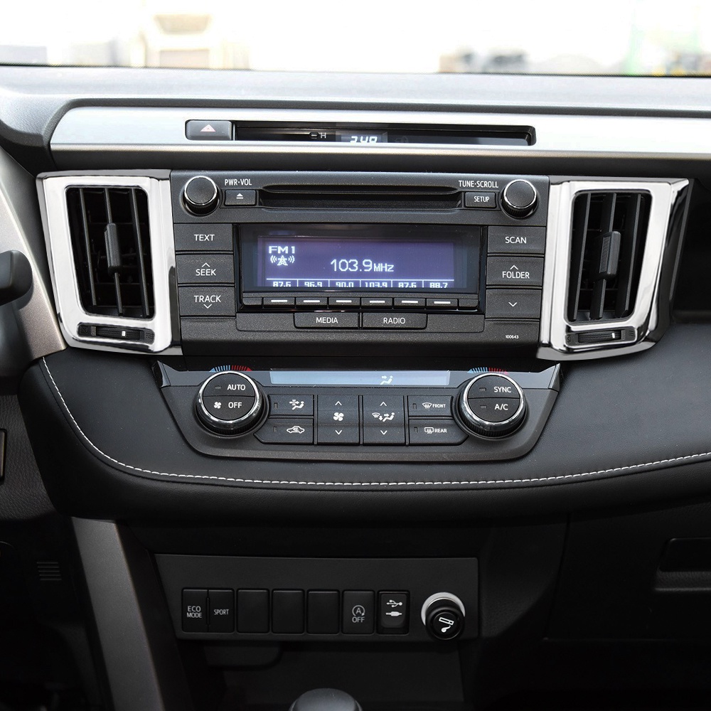 Lis Penutup Lubang Ventilasi Kondisi Udara Depan Dashboard Chrome Untuk Toyota RAV4 2013 2014 2015 2016 2017 2018 Garnish Molding Accessories