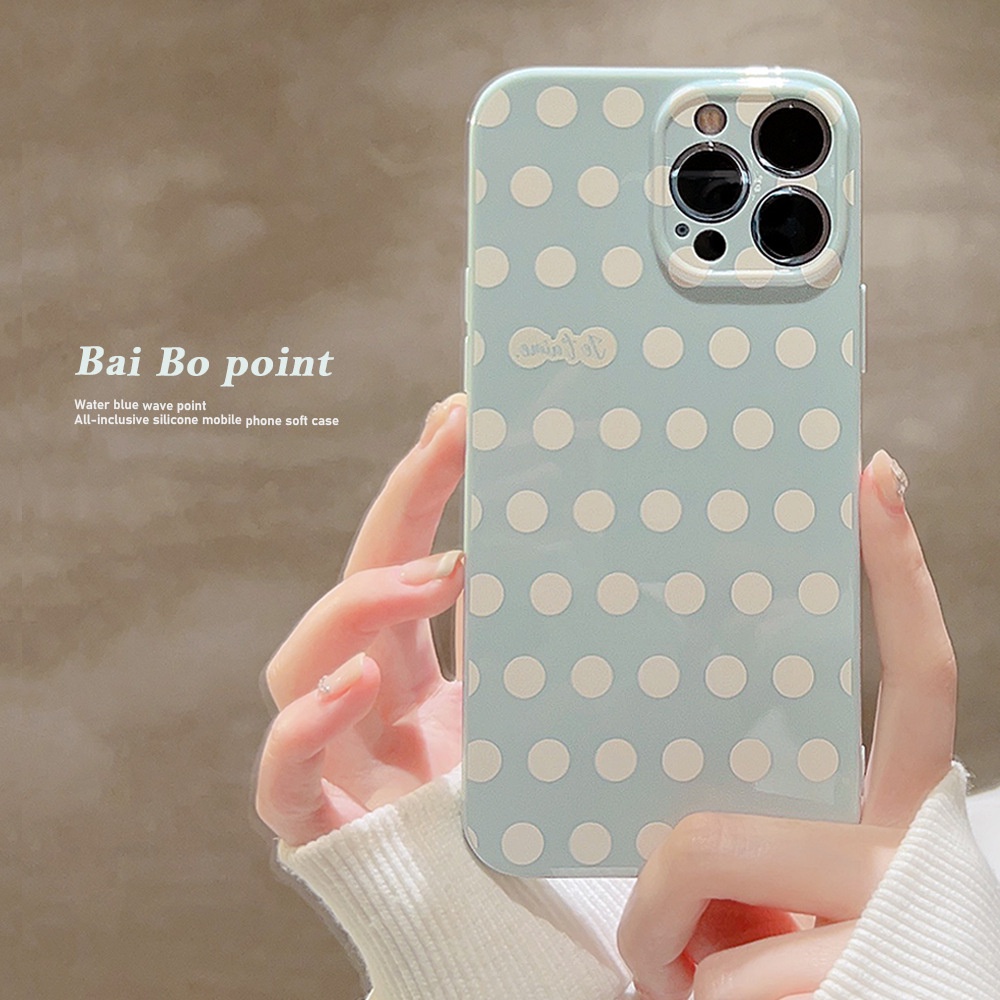 IPHONE Ins Simple Milk Point Silicone Case Untuk Iphone14 11 12 13 PRO MAX Casing Cover Pelindung AT0149