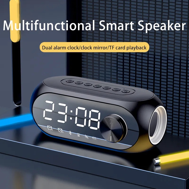 Alarm Clock LED Display Speaker Bluetooth Portable Charger Suara Audio Speaker Musik Box